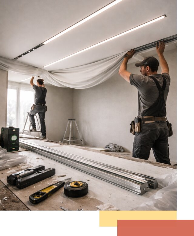 Монтаж натяжных потолков со световыми линиями в Нерюнгри