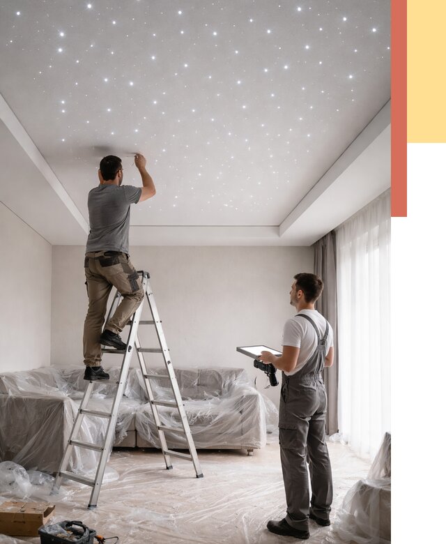 Монтаж натяжного потолка «звездное небо» в Нерюнгри от 7059 руб. | ОТДЕЛОЧНИК-Нрю