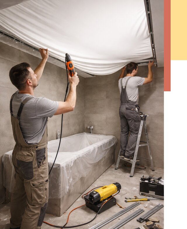 Монтаж натяжного потолка в ванной в Нерюнгри от 1303 руб. под ключ | ОТДЕЛОЧНИК-Нрю