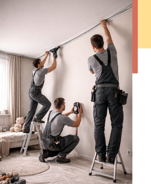 Монтаж натяжного потолка в детской в Нерюнгри от 3801 руб. — быстро и недорого | ОТДЕЛОЧНИК-Нрю