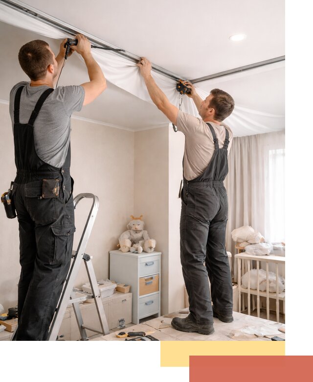 Монтаж натяжного потолка в детской комнате в Нерюнгри