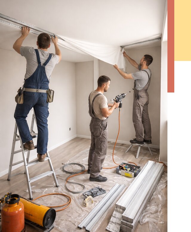 Монтаж натяжного потолка в студии в Нерюнгри от 5973 руб. — быстро и недорого | ОТДЕЛОЧНИК-Нрю