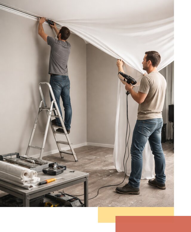 Монтаж натяжного потолка в студии в Нерюнгри