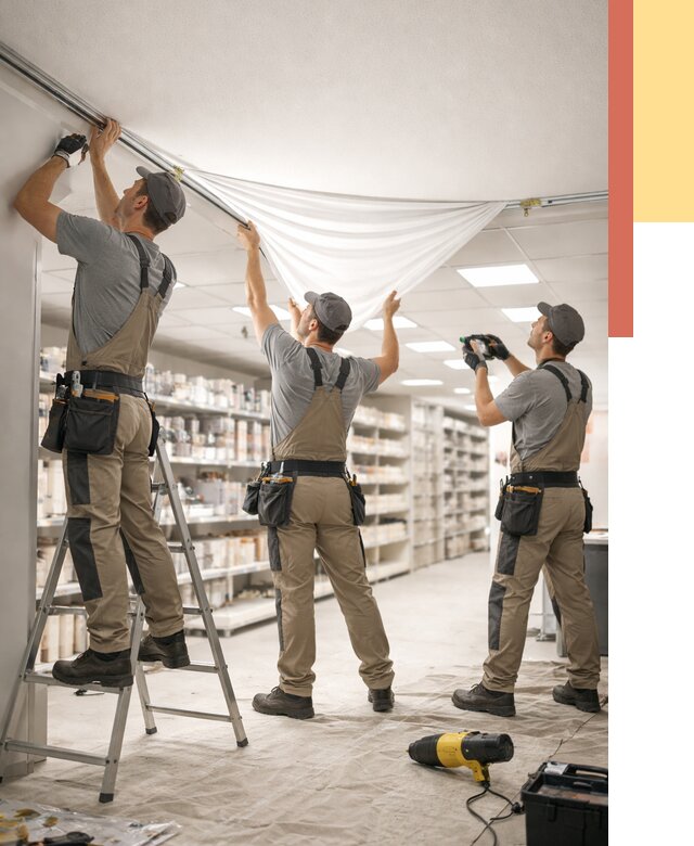 Монтаж натяжного потолка в магазине в Нерюнгри от 4887 руб. быстро и недорого | ОТДЕЛОЧНИК-Нрю