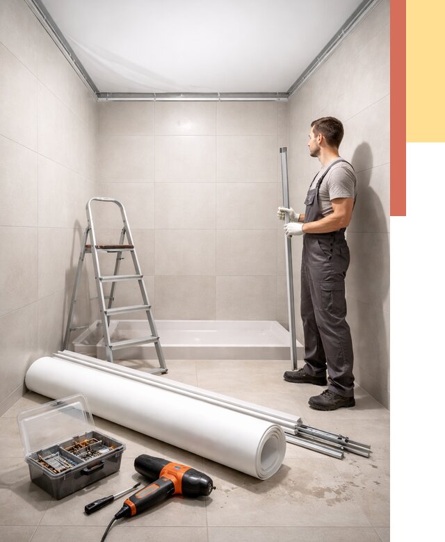 Монтаж натяжного потолка в санузле в Нерюнгри от 2009 руб. — ОТДЕЛОЧНИК-Нрю