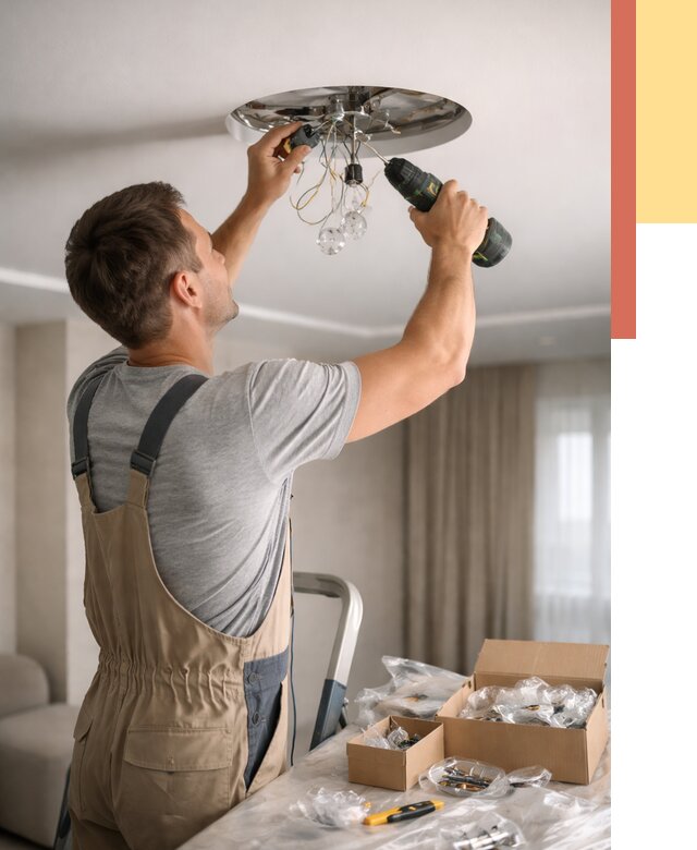 Установка люстры в натяжной потолок в Нерюнгри от 1303 руб. | Быстро и недорого — ОТДЕЛОЧНИК-Нрю