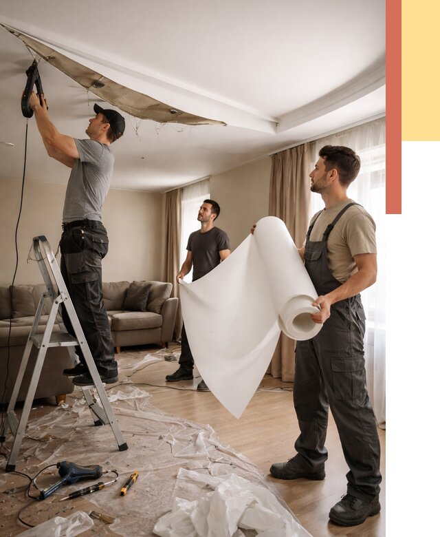 Замена полотна натяжного потолка в Нерюнгри от 10317 руб. быстро и недорого | ОТДЕЛОЧНИК-Нрю