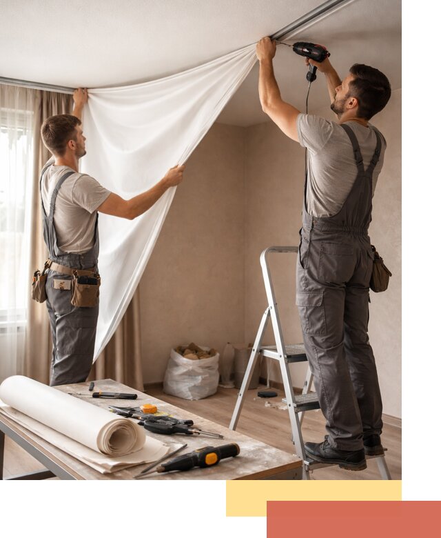 Замена полотна натяжного потолка в Нерюнгри быстро и качественно