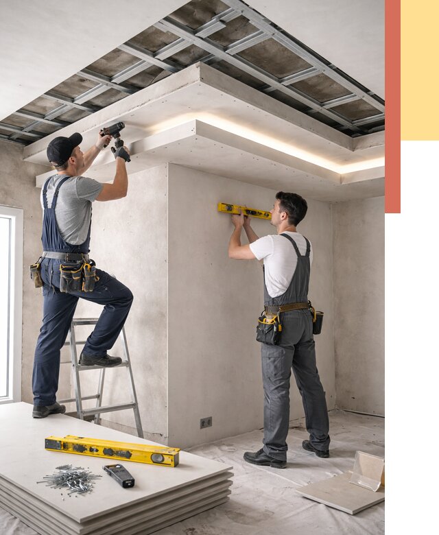 Двухуровневый потолок из гипсокартона в Нерюнгри от 1575 руб. под ключ | ОТДЕЛОЧНИК-Нрю