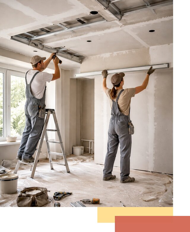 Монтаж многоуровневого потолка из гипсокартона в Нерюнгри