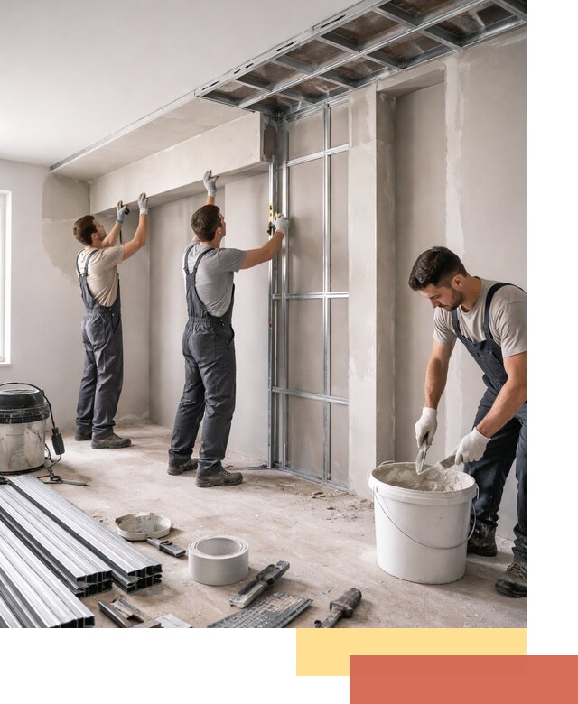 Монтаж потолка из гипсокартона с нишей в Нерюнгри