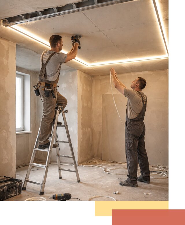 Потолок из гипсокартона с подсветкой в Нерюнгри