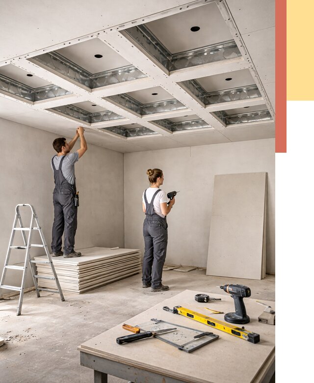 Кессонный потолок из гипсокартона в Нерюнгри от 2009 руб. — монтаж и под ключ | ОТДЕЛОЧНИК-Нрю