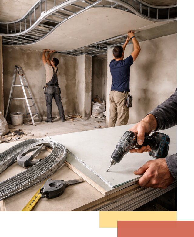 Криволинейный потолок из гипсокартона в Нерюнгри — монтаж и отделка