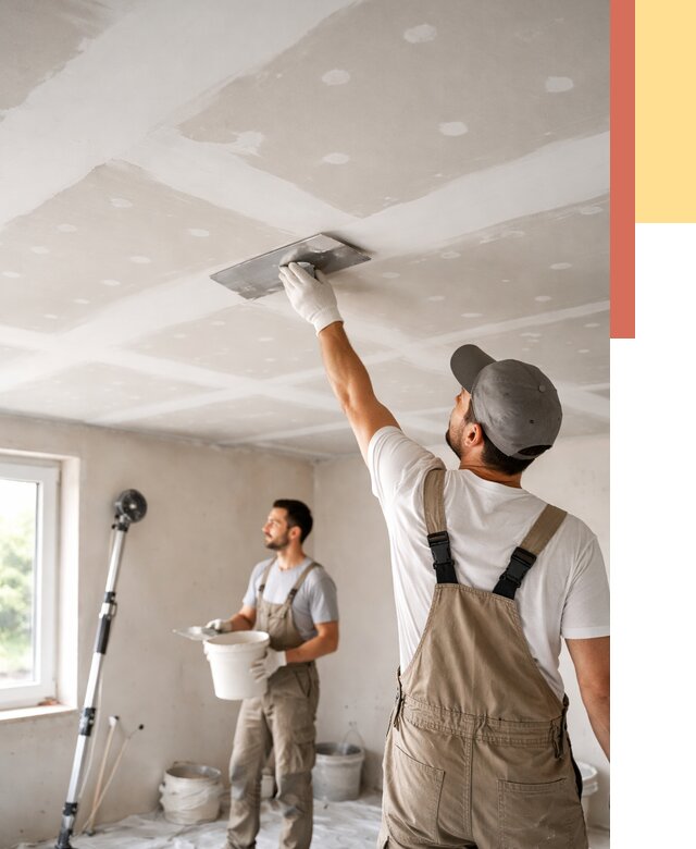 Шпаклевка потолка из гипсокартона в Нерюнгри от 3475 руб./м2 — услуги под ключ | ОТДЕЛОЧНИК-Нрю