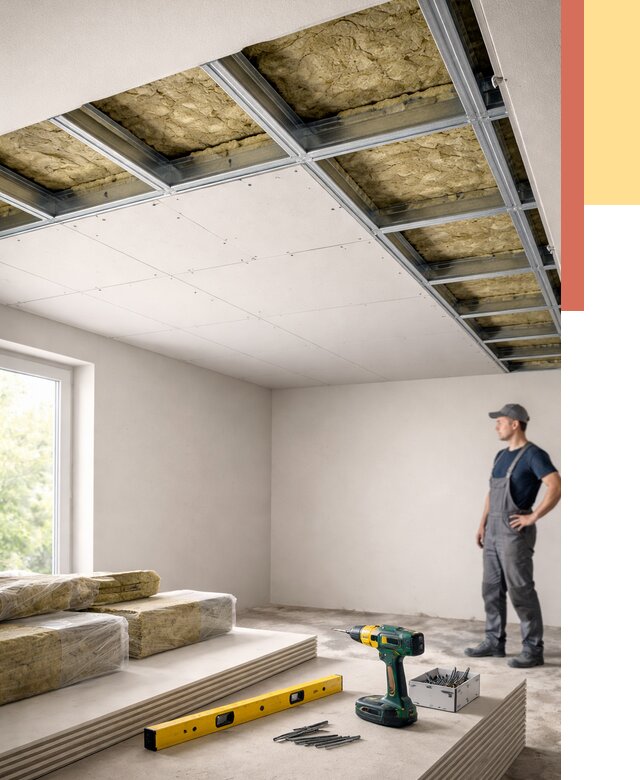 Звукоизоляция потолка ГКЛ в Нерюнгри от 1032 руб. — монтаж под ключ | ОТДЕЛОЧНИК-Нрю