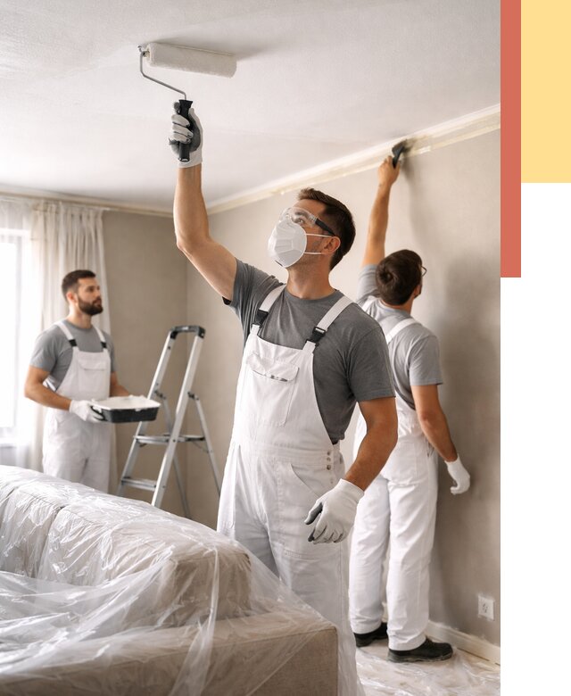 Покраска потолка водоэмельсионной краской в Нерюнгри от 2389 руб/м² — услуги под ключ | ОТДЕЛОЧНИК-Нрю