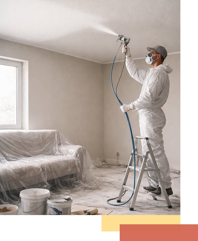 Покраска потолка краскопультом в Нерюнгри быстро и качественно