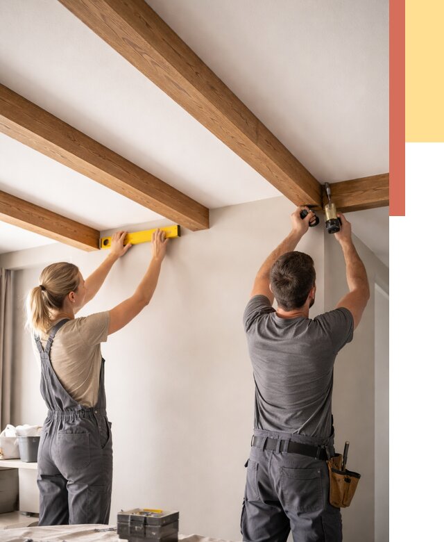 Монтаж декоративных балок на потолок в Нерюнгри от 4561 руб. — ОТДЕЛОЧНИК-Нрю